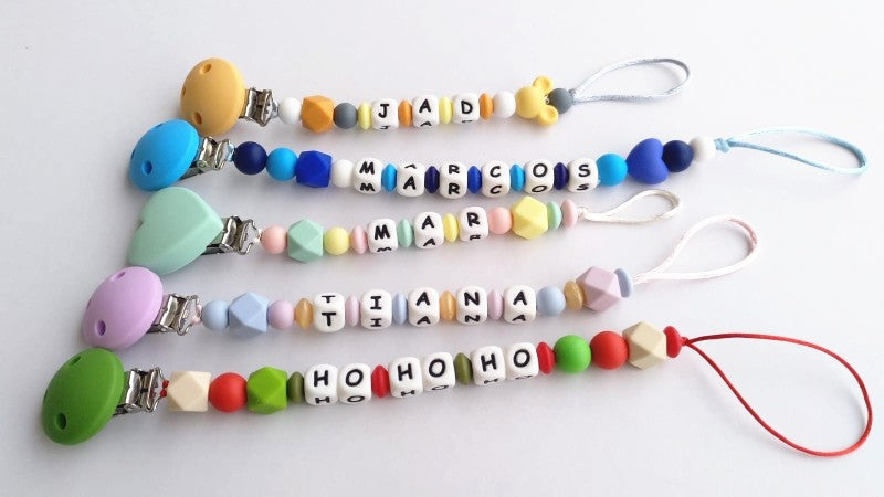 Chenkai 10PCS Round Bear Star Silicone Teether Clip DIY Baby Pacifier Dummy Chain Holder Soother Nursing Jewelry Toy Clips