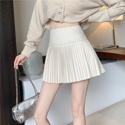 Wool Skirt Women High Waist Pleated Mini Skirt with Bulit-in Shorts Tennis Skirt Teen-girl Fall Winter Vintage Academia Outfit