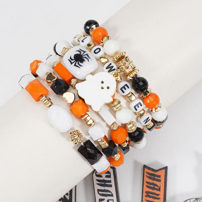 1/2pcs Halloween Bracelet Artificial Crystal Soft Ceramic Bead Bracelet Pumpkin Ghost Bat Hat Pendant Party Bracelet