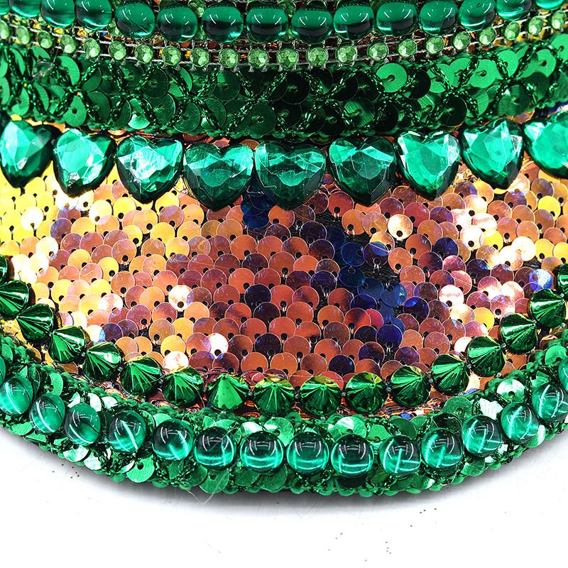 Chapéu de Capitão Chapéu Punk de Lantejoulas Coloridas com Strass para Festa Festival Aniversário Casamento Chapéu de Noiva Chapéu de Palco para Mulheres e Homens
