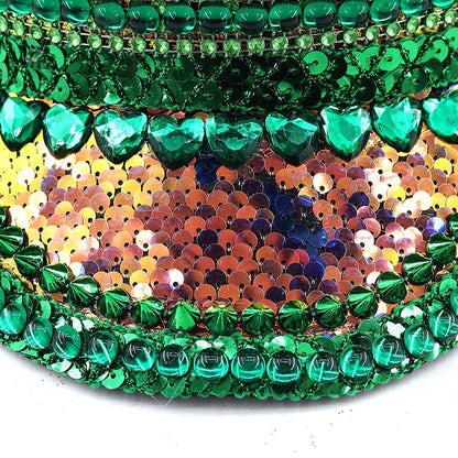 Chapéu de Capitão Chapéu Punk de Lantejoulas Coloridas com Strass para Festa Festival Aniversário Casamento Chapéu de Noiva Chapéu de Palco para Mulheres e Homens