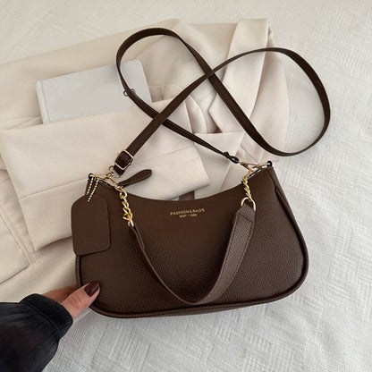 Cherry Pendant Shoulder Bag Women Light Luxury New High-end Women's Bag Soft Lychee Pattern Underarm Bag Casual Dumpling Bag