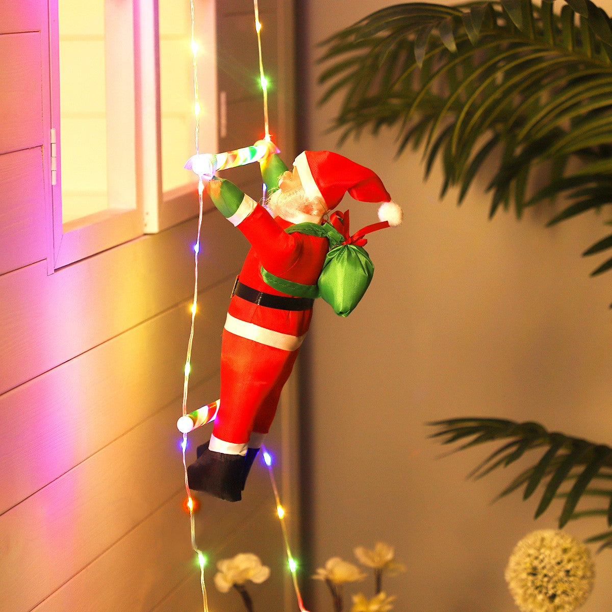Santa Claus Ladder Light String, Suitable for Christmas Party Decoration, Christmas Lighting Decoration, Garden Decoration