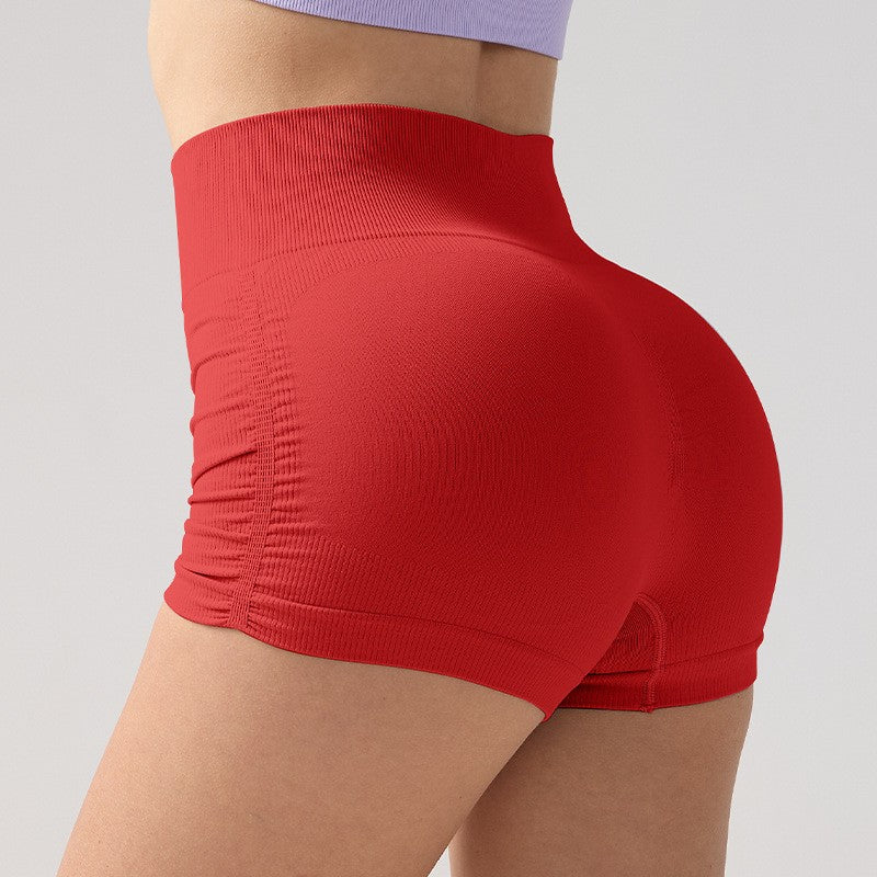 Women High Waist Fitness Shorts Gym Hip Lifting Yoga Sports Tight Running Shorts Exercise Three Folded Yoga Shorts