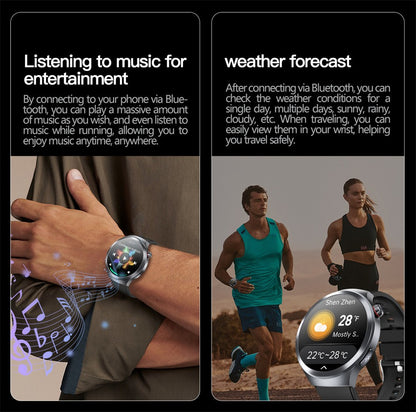 Relógio Inteligente Smartwatch Masculino 2026 Health Tracker com Safira e Medição de Ácido Úrico, Gordura Sanguínea, Pressão Arterial e ECG+PPG com Análise Corporal