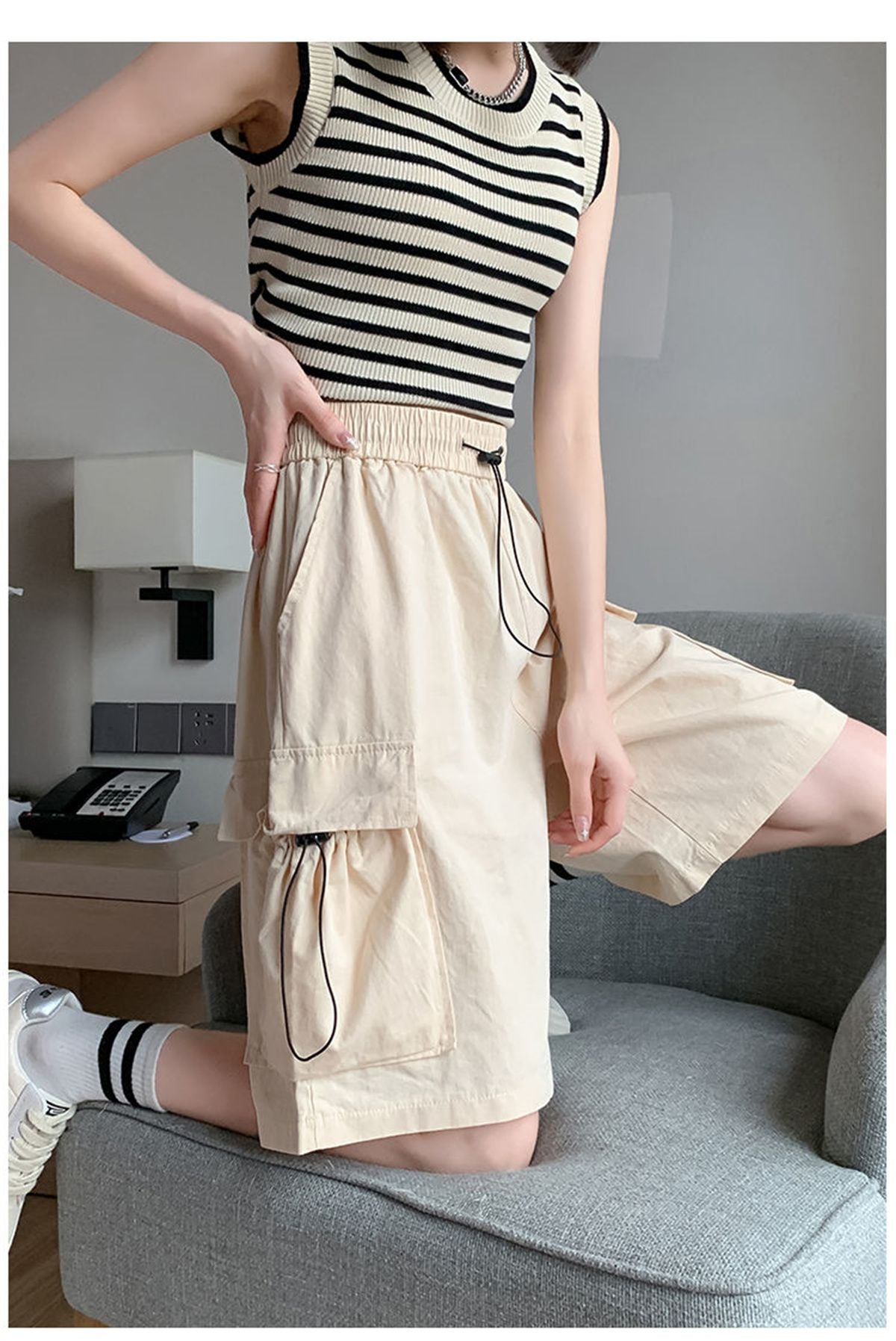 Solid Breathable Shorts Summer Women Fashion Trendy Brand Lightweight Drawstring Basketball Sports Fitness Large Middle Pants