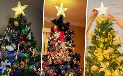 15/19/23cm Christmas Tree Top Star Light LED Glowing Star Lamp Xmas Tree Decoration Home Party Supplies Navidad New Year Gift