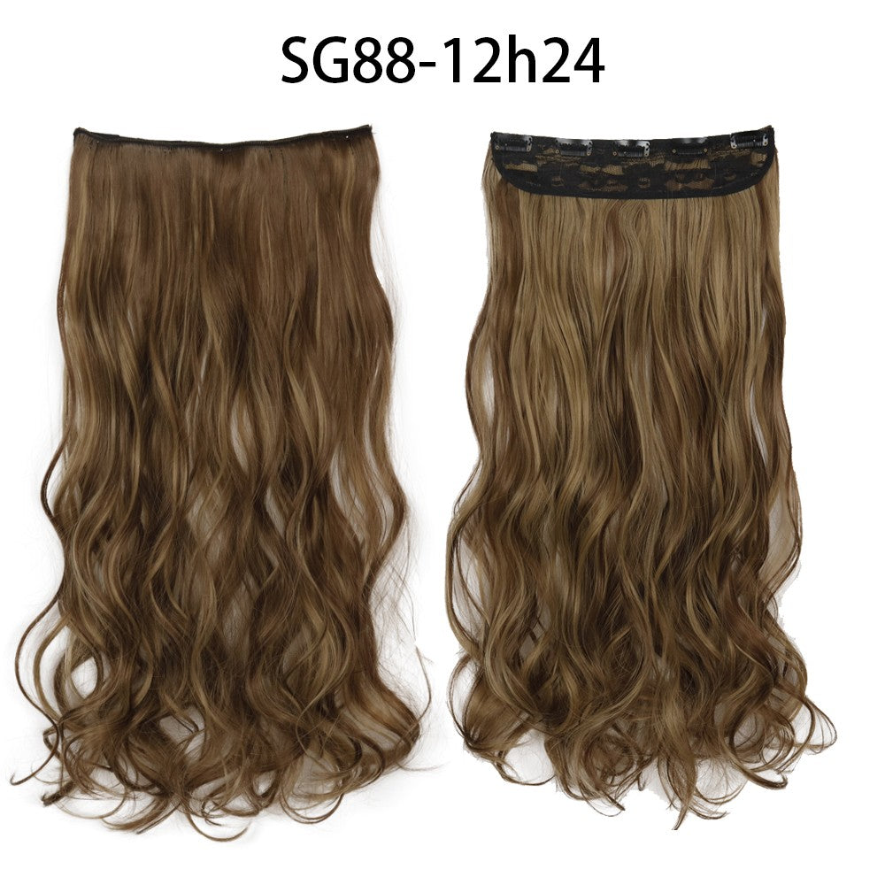 Apliques de Cabelo Sintético Liso Comprido de 5 Clipes 22'' Fibra de Alta Resistência ao Calor Preto Castanho Loiro
