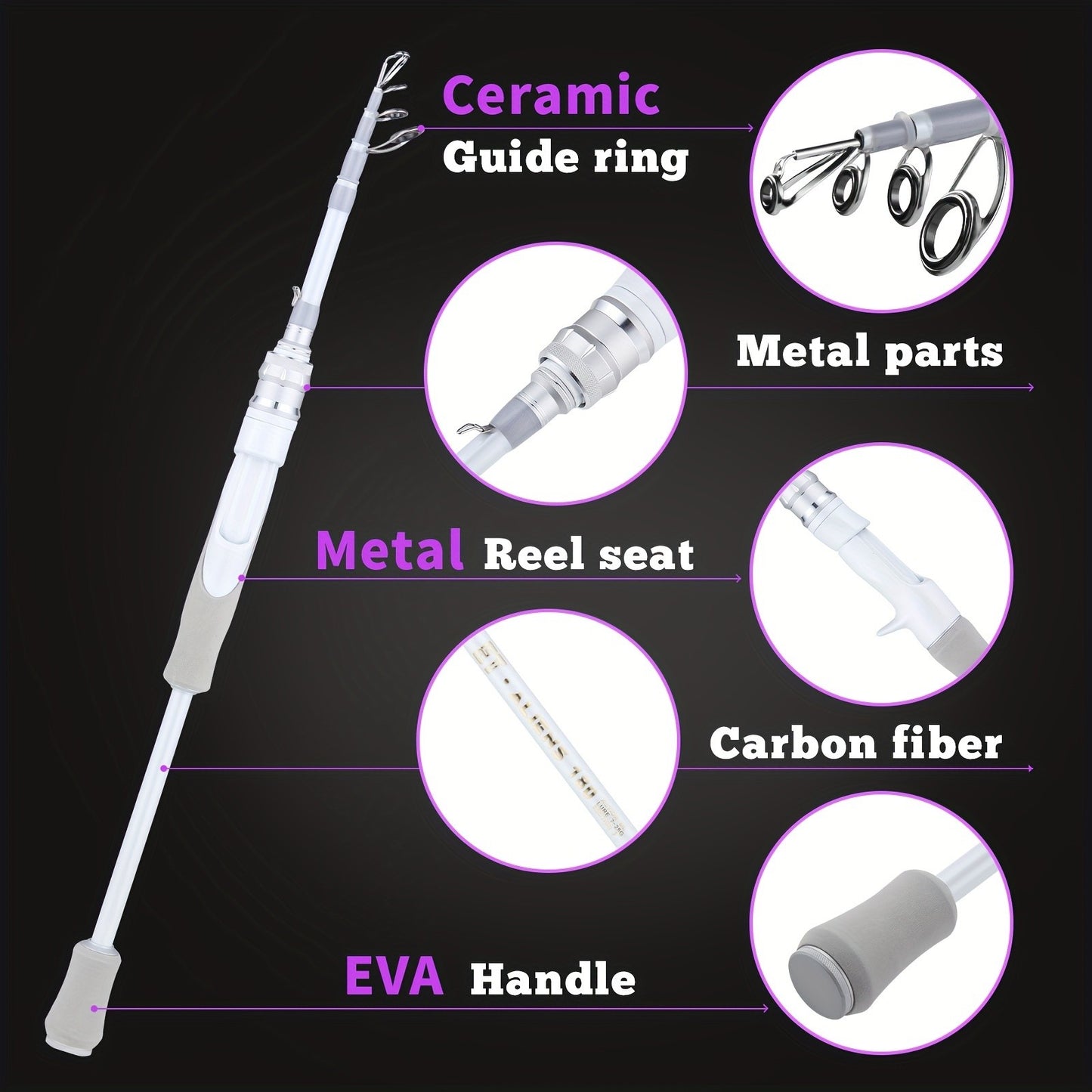 HAUT TON ET Telescopic Fishing Rod, Carbon Fiber Spinning & Casting Rod, Lightweight Fishing Pole Designed for Bass, Trout, for