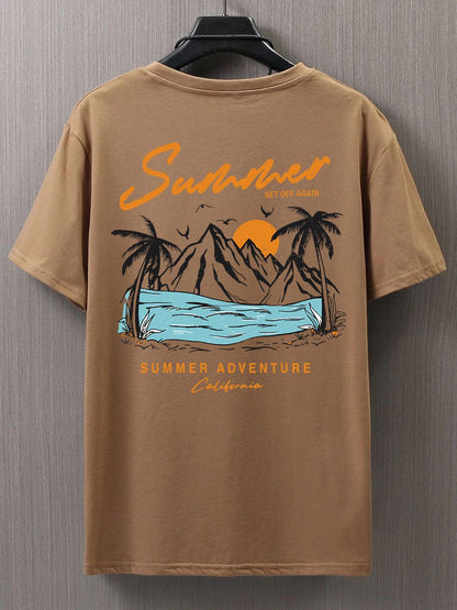 Summer Set Off Again Adventure California Mens T-Shirt Cotton Loose Tee Clothing Fashion Sweat Clothes Oversized Summer Tops