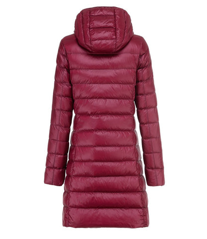 5XL 4XL Plus Long Down Jacket Women Winter Ultra Light Down Jacket Women With Hooded Down Coat Female Hat Detachable