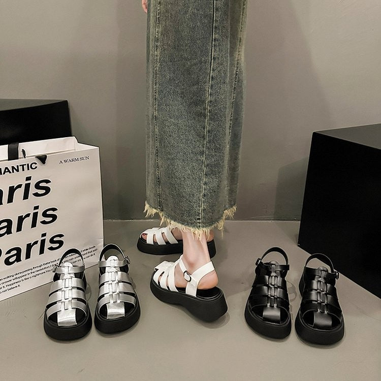 Summer Women's Sandals British Style Platform Women Casual Shoes Fashion Brand Beach Shoes 2024 High Quality Women Roman Sandals