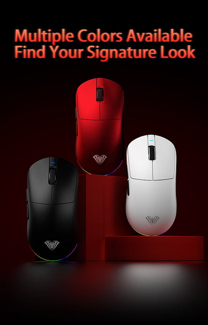 Mouse Gamer sem Fio Aula V9 Ultra E-sports Duplo 8k 3 modos PAW 3950 8k 55g Leve Ergonômico Acessório Personalizado para PC