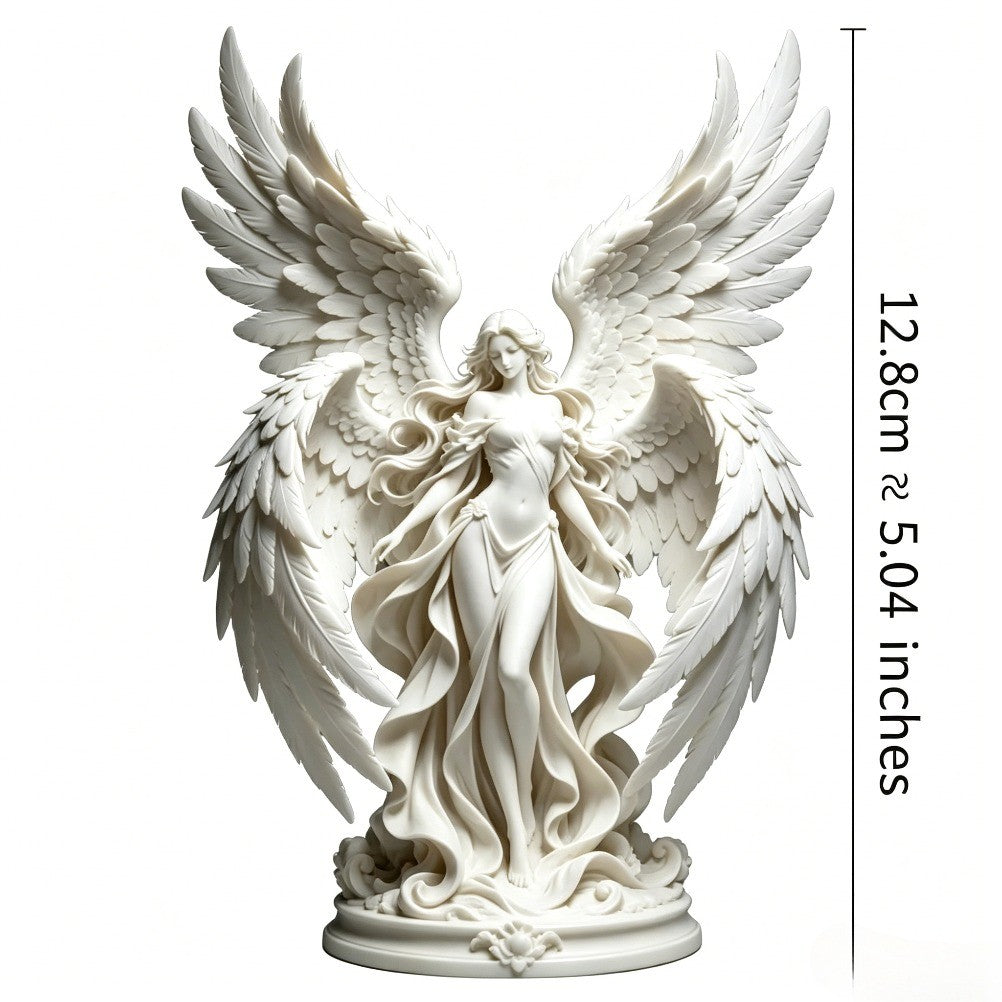 Quadruple Wing Holy Angel Sculpture Neoclassical Goddess Figurine Elegant European Art Statue Tabletop Decor Religious Present