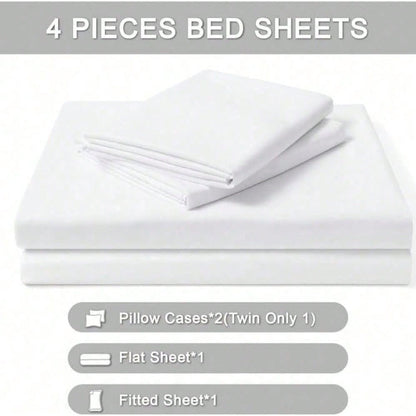 Conjunto de Lençóis Sedosos e Luxuosos de 3/4 Peças, Lençóis Macios de Bolso Profundo, Conjunto de Cama Refrescante, 1 Lençol de Elástico, 1 Lençol de Cima, 1/2 Fronhas