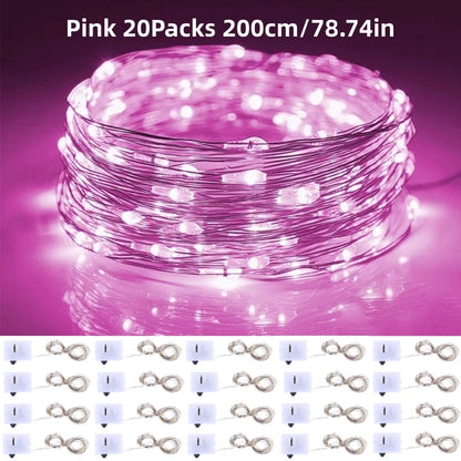 20Packs 2m LED String Lights Warm/Multicolor/Red/Green/Blue/Pink/Purple/White Christmas Atmosphere Firefly Lamp Starry Sky Light