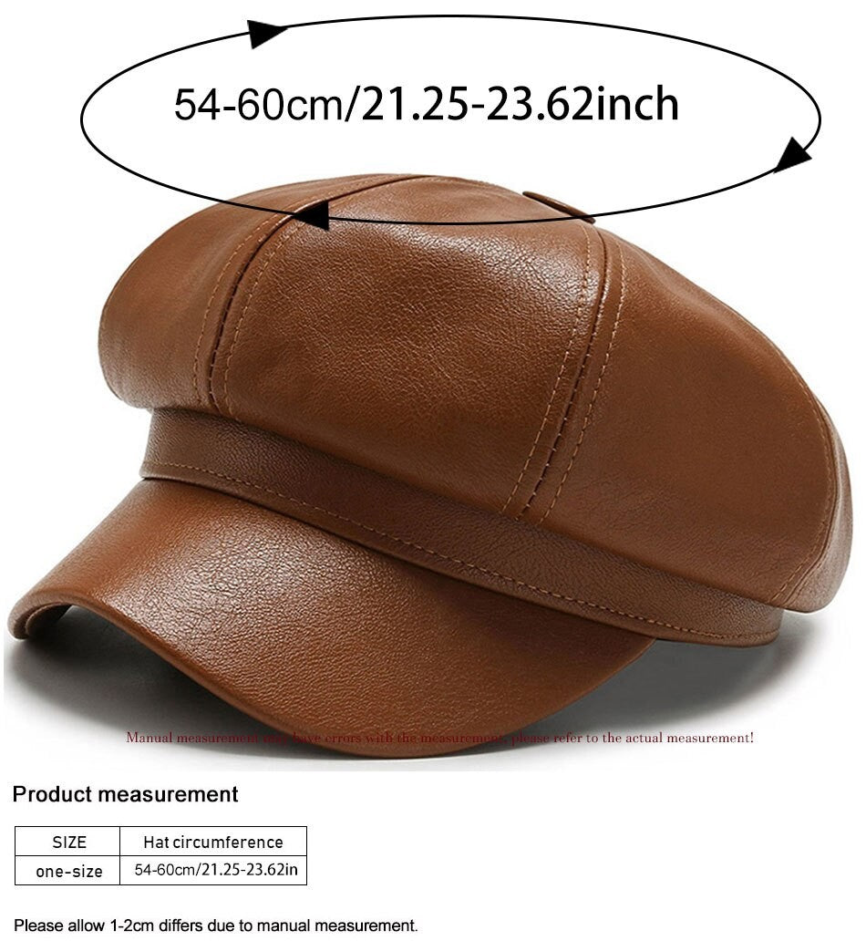 Chapéu Octagonal de Couro para Outono e Inverno Estilo Britânico Retrô Casual Boina Feminina Fofa da Moda Versátil