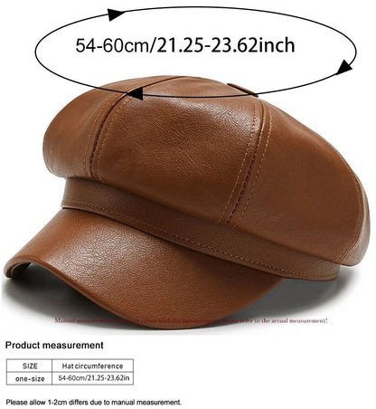 Chapéu Octagonal de Couro para Outono e Inverno Estilo Britânico Retrô Casual Boina Feminina Fofa da Moda Versátil