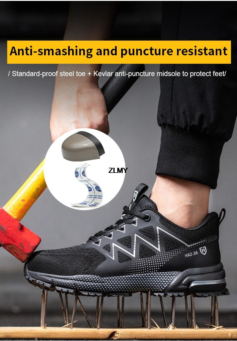 Anti-smash Safety Shoes Men Steel Toe Sneakers Puncture Proof Breathable Work Boots Man Fashion Construction Protective Footwear