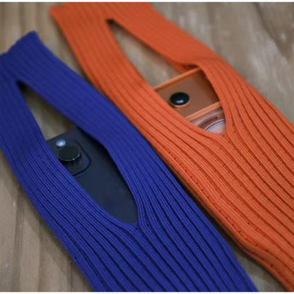 Knitted Phone Bag Scarf Style Unisex Crossbody Shoulder Phone Pouch Colorful Portable Slim Pocket Casual Phone Storage Accessory