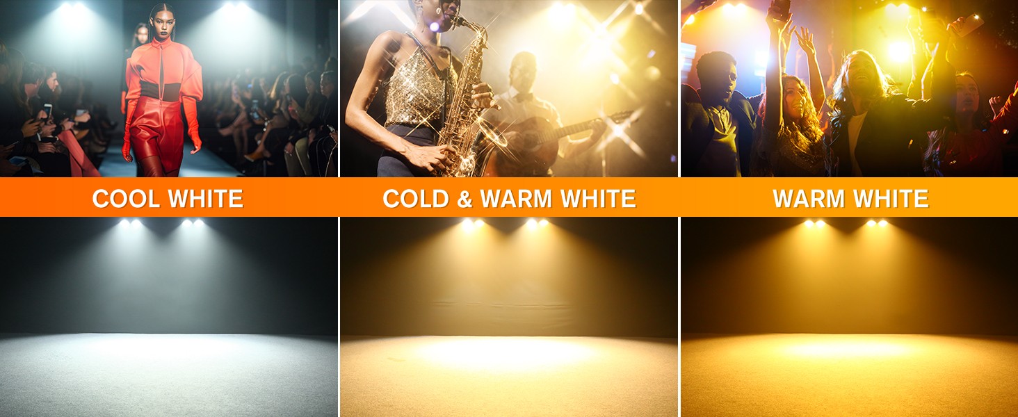 U'King 4PCS 200W LED 2IN1 COB Par Light DMX Cool&Warm White Lighting Stage Light 2 Eyes LED Blinder Light for DJ Party Wedding