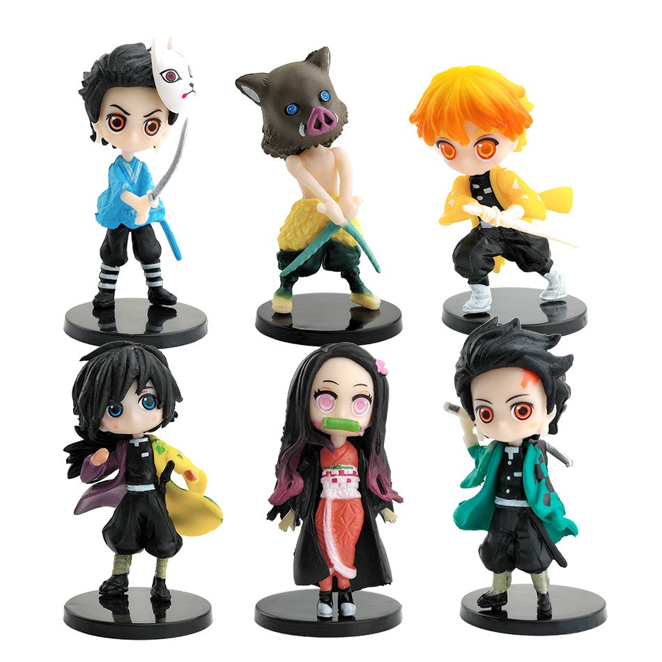 Conjunto 12 Peças Kimetsu No Yaiba Mini Bonecos PVC Q Posket Figura Demon Slayer Decoração de Mesa