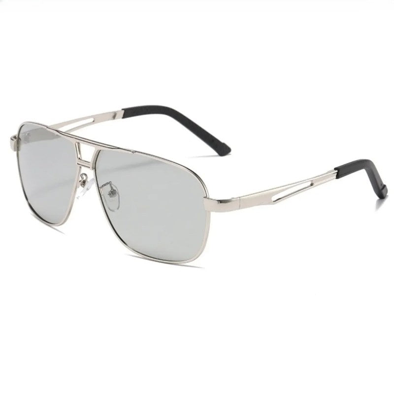 Men Night Vision Polarized Photochromic Sunglasses Aviator Style Yellow Color Change Lenses Driving Sun Glasses