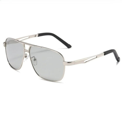 Men Night Vision Polarized Photochromic Sunglasses Aviator Style Yellow Color Change Lenses Driving Sun Glasses