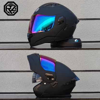 ORZ Capacete Integral Personalizado para Motocicleta Masculino Feminino Moda Capacete com Lente Dupla Capacete de Motocross de Corrida Modular Articulado Casco Moto