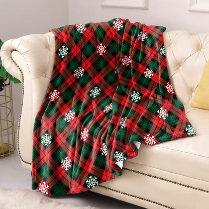 Manta de Natal Xadrez de Inverno Colcha Cobertor Quente Macio de Flanela para Sofá, Decoração de Casa, Presentes de Fim de Ano