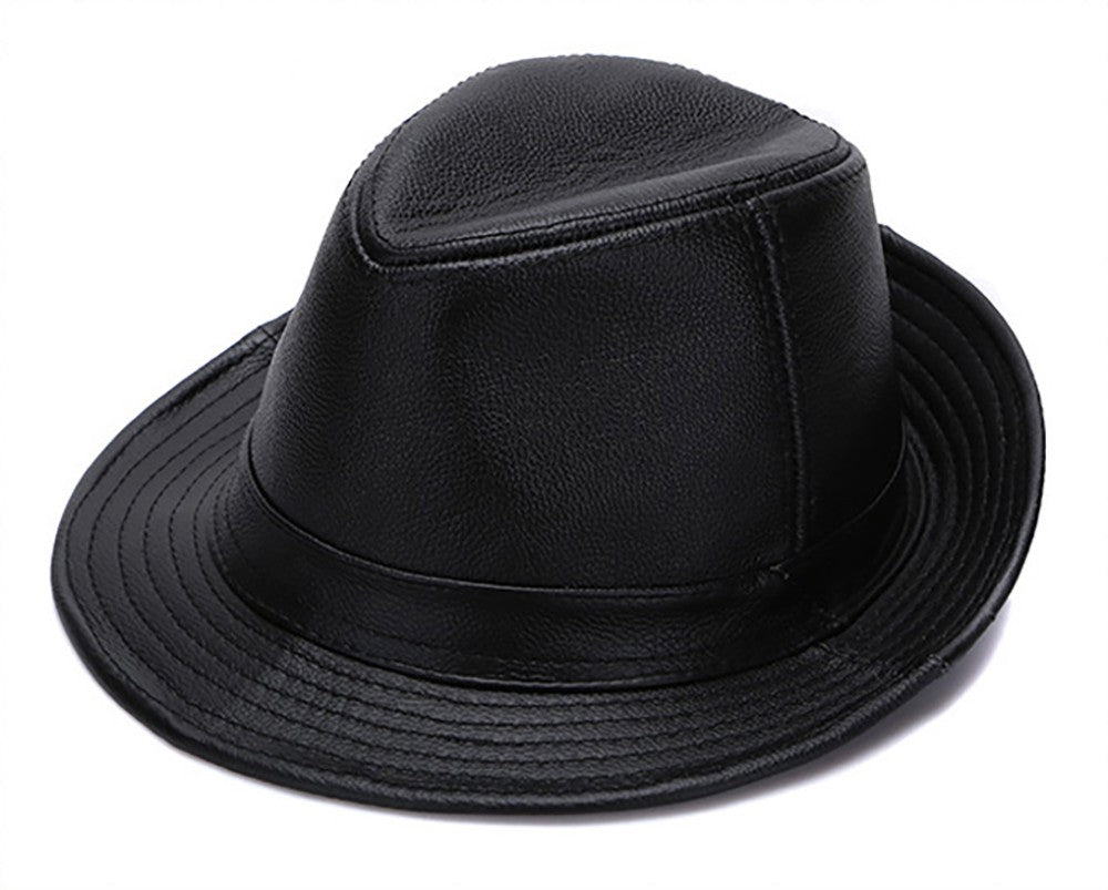 2025 Men Fashion Caps Autumn Winter Warm New Cowboy  100% Real Cowhide Leather Hats Men Real Genuine Cowhide Leather Top Hats