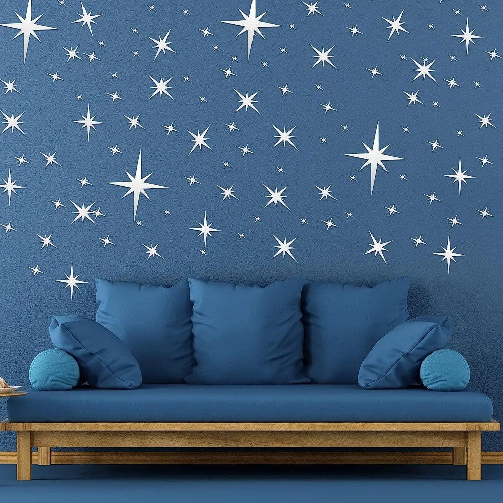3D Star Mirror Wall Sticker Large Medium and Small Combination Acrylic Mirror Wall Sticker Home Living Room Wall Decorations