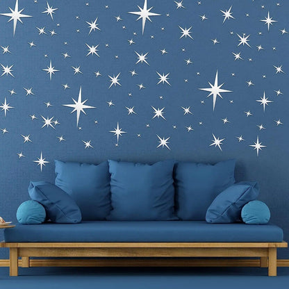 3D Star Mirror Wall Sticker Large Medium and Small Combination Acrylic Mirror Wall Sticker Home Living Room Wall Decorations