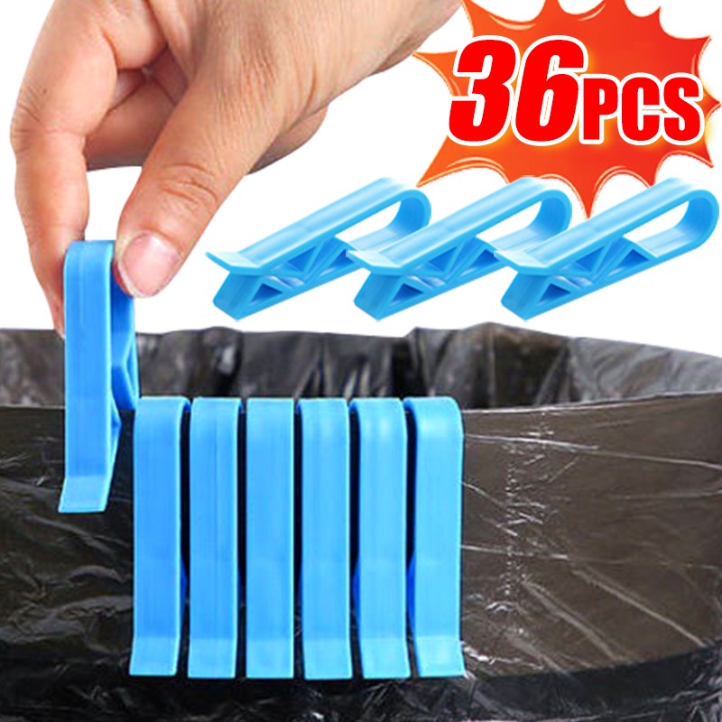36/2 peças Clipes Fixadores para Lixo Suporte Antiderrapante para Sacola de Lixo Clipes Seladores para Sacos de Salgadinhos Organizador de Cozinha