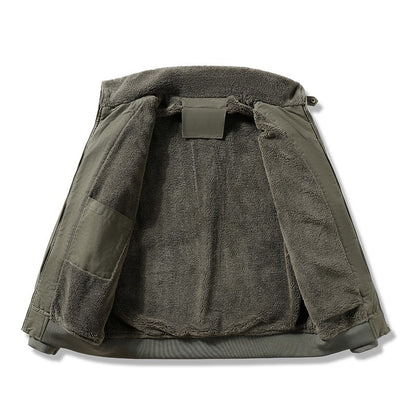 New Fashion Men Fleece Warm Bomber Jackets Winter Parkas Quality Male Cotton Multi-pockets Cargo Jackets Outdoor Tooling Coats 5