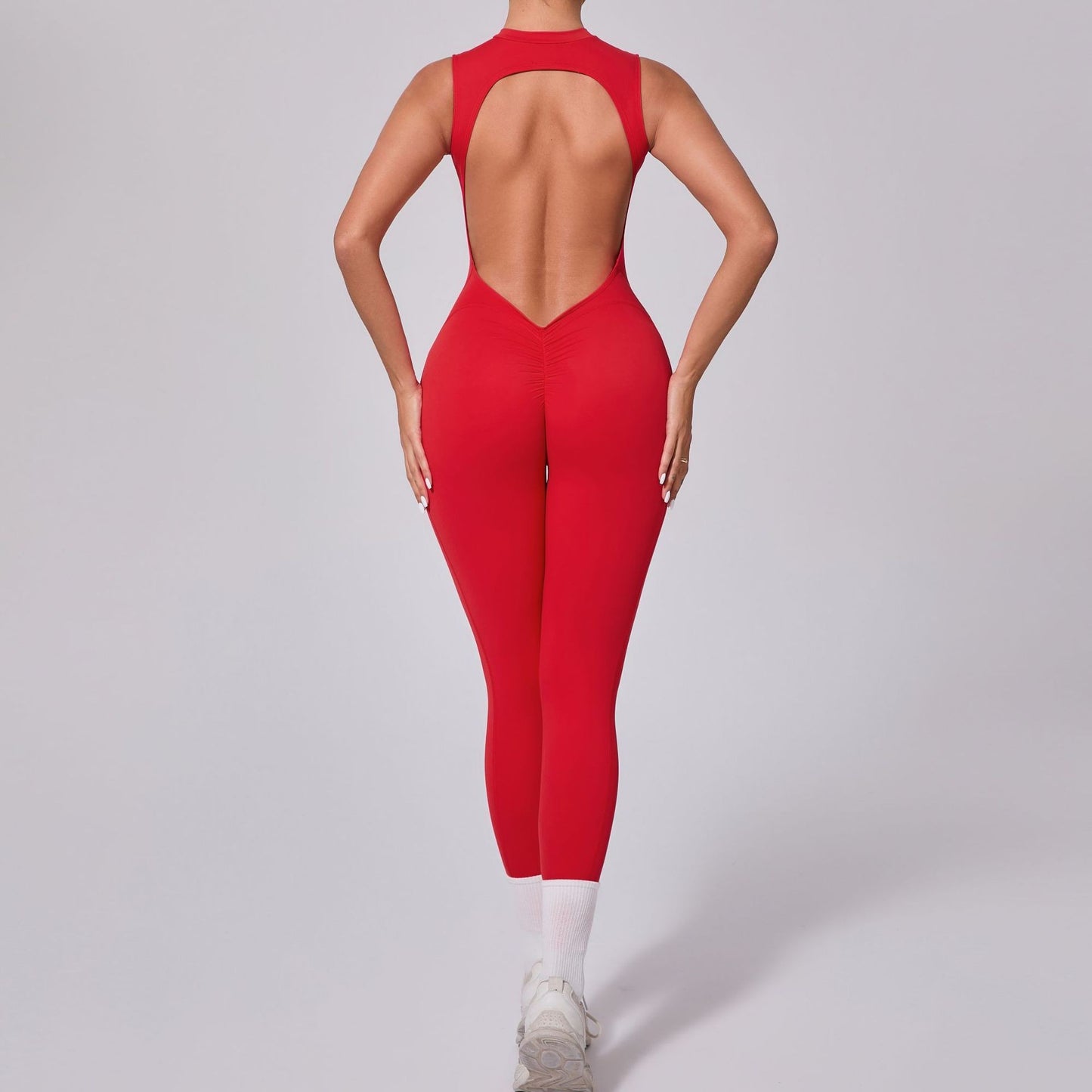 Seamless Yoga Jumpsuits Sports Fitness Hip-lifting Short-sleeved Backless One-piece Workout Gym Leggings Tracksutis for Women
