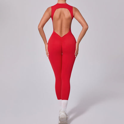 Seamless Yoga Jumpsuits Sports Fitness Hip-lifting Short-sleeved Backless One-piece Workout Gym Leggings Tracksutis for Women