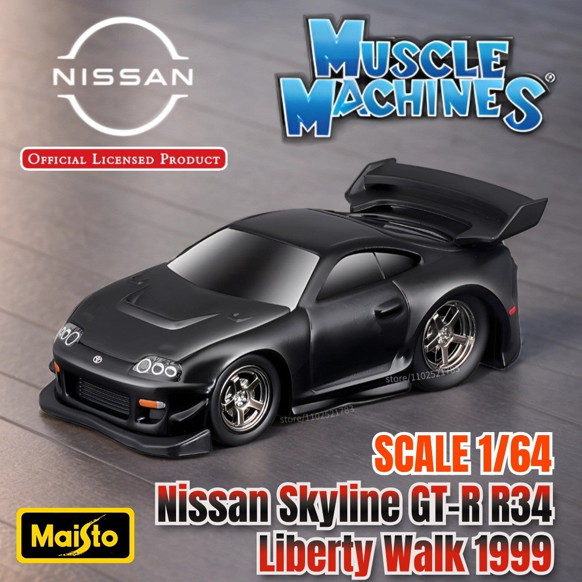 Maisto 1:64 Muscle Machines Nissan Skyline GT-R R34 Carro Modelo Diecast Escala American Monster Transport Figura Brinquedo Menino