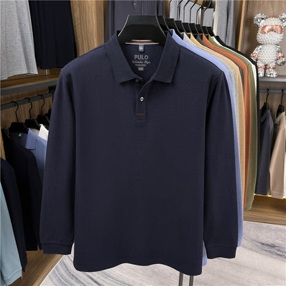 100Cotton High-Quality Men's Polo Shirt Placket Embroid Breathable Long Sleeve Autumn Lapel T-Shirt Business Casual Menswear