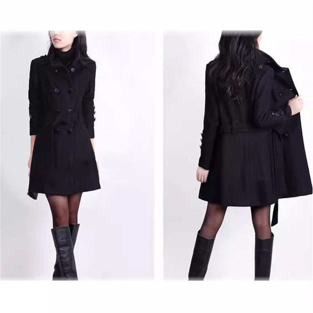 M-4XL Women Autumn Winter Faux Coat Casaco Feminino de Lã Batida Chantal Overcoat Slim Fit Long Double-Sided Woolen Windbreaker