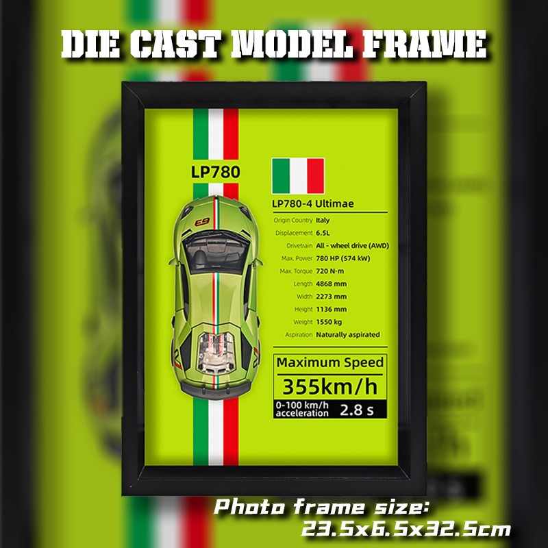 1/32 Versão Porta-retrato Liga de Metal Modelo de Carro Esportivo Simulação Carro de Corrida 3D Pintura de Parede Coleção Presentes Infantis Decoração