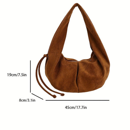 Retro Suede Leopard Print Saddle Bag for Women, Trendy Autumn and Winter Fashion, Underarm Bag, Large Capacity Handbag