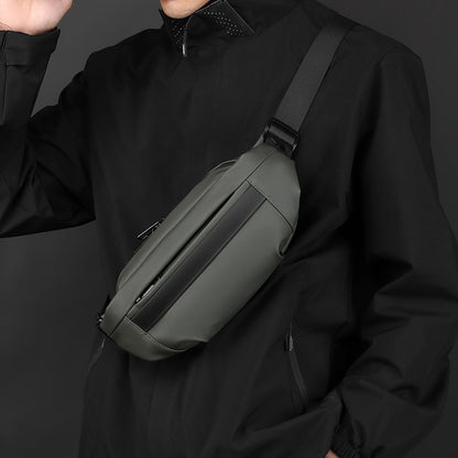 1 men's multifunctional sports waist bag - multi-layer zipper closure, adjustable chest bag, sports style crossbody bag