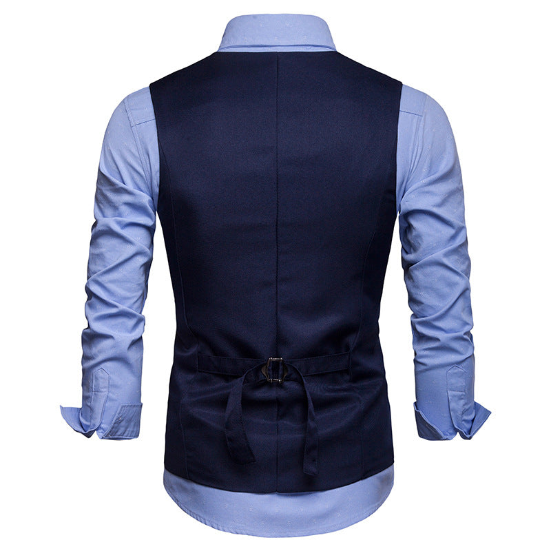 High Quality Men Suit Vest Waistcoat Chain Business Slim Groom Groomsman Wedding Men's Dress Blazer Vests Formal Party V05