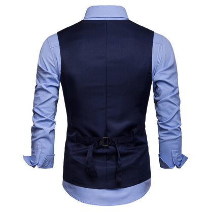 High Quality Men Suit Vest Waistcoat Chain Business Slim Groom Groomsman Wedding Men's Dress Blazer Vests Formal Party V05