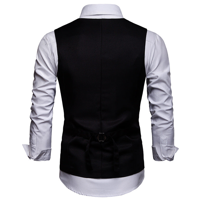 High Quality Men Suit Vest Waistcoat Chain Business Slim Groom Groomsman Wedding Men's Dress Blazer Vests Formal Party V05