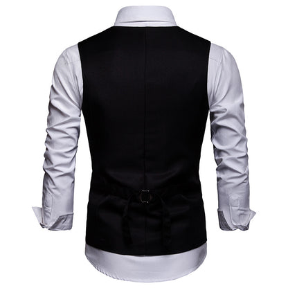 High Quality Men Suit Vest Waistcoat Chain Business Slim Groom Groomsman Wedding Men's Dress Blazer Vests Formal Party V05