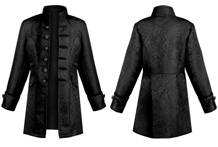 Medieval Jacket Costume Boys Prince Jacquard Stand Collar Larp Vicking Victorian Renaissance Stage Performace Jacket Coat