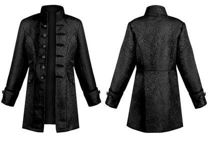 Medieval Jacket Costume Boys Prince Jacquard Stand Collar Larp Vicking Victorian Renaissance Stage Performace Jacket Coat