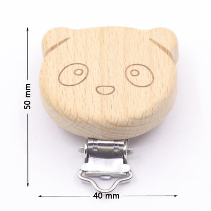 5PCS Wooden Rabbit Pacifier Clip Baby Accessories Wooden Animal Pacifier Metal Holder Elephant Pacifier Wooden Baby Teeth